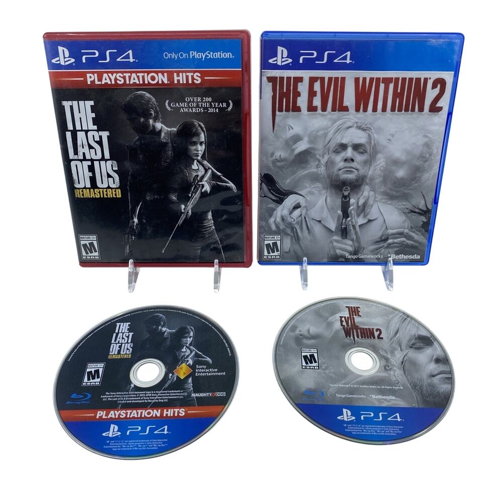 PS4 Horror 2 Game Lot Evil Within 2 Last of Us Remastered PlayStation 4 Tested